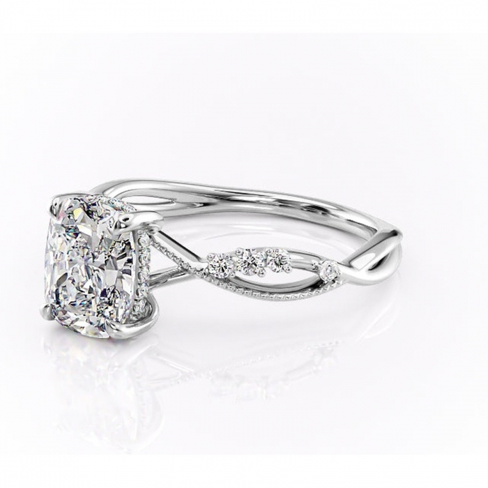 Inel de logodnă Crystal din aur Alb 14kt cu moissanite tăietură asscher – Pietre laterale rafinată pentru profil mediu | Personalizează și configurează gratuit online [7]