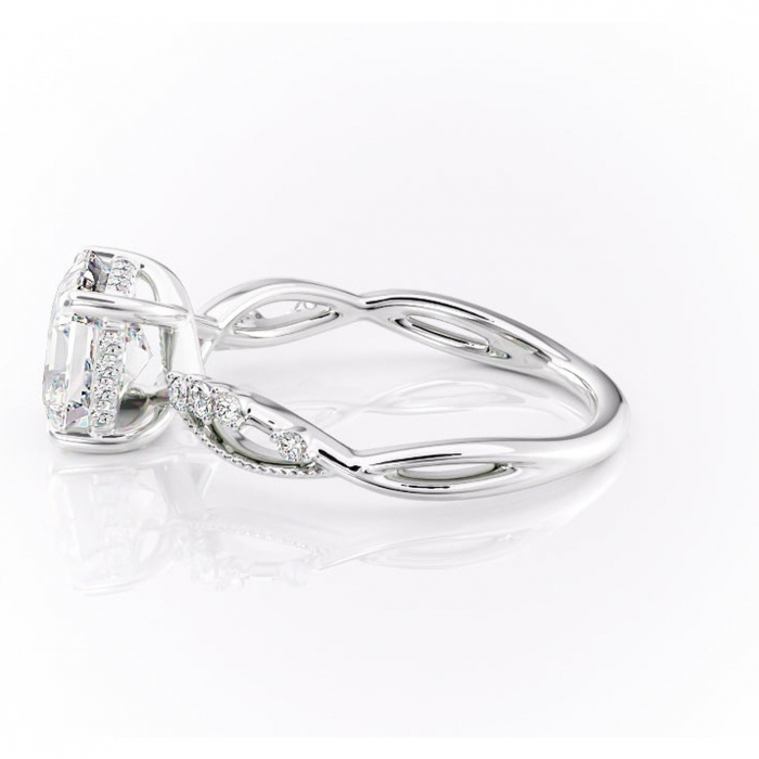 Inel de logodnă Crystal din aur Alb 14kt cu moissanite tăietură asscher – Pietre laterale rafinată pentru profil mediu | Personalizează și configurează gratuit online [6]