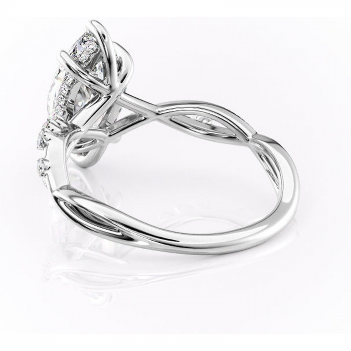 Inel de logodnă Crystal din aur Alb 14kt cu moissanite tăietură marquise – Pietre laterale rafinată pentru profil mediu | Personalizează și configurează gratuit online [4]