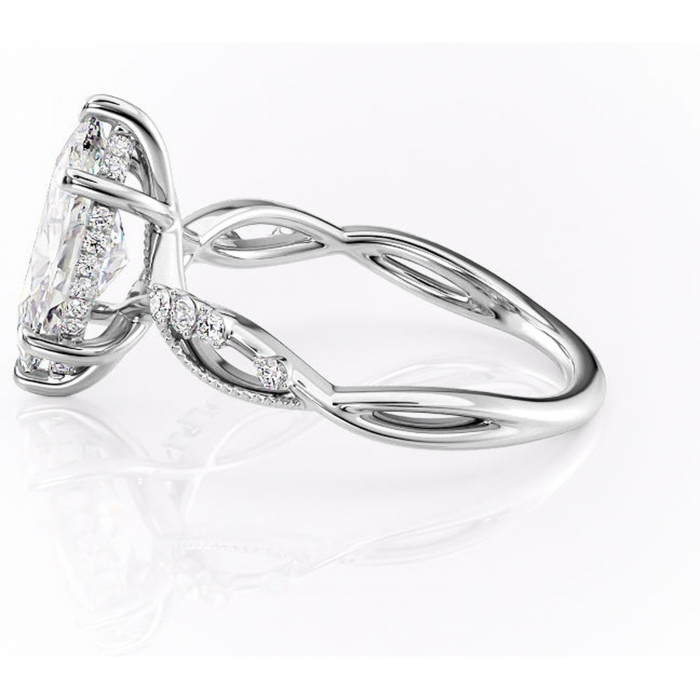 Inel de logodnă Crystal din aur Alb 14kt cu moissanite tăietură marquise – Pietre laterale rafinată pentru profil mediu | Personalizează și configurează gratuit online [6]