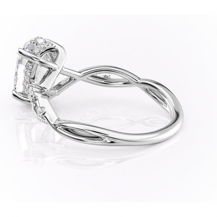 Inel de logodnă Crystal din aur Alb 14kt cu moissanite tăietură ovală – Pietre laterale rafinată pentru profil mediu | Personalizează și configurează gratuit online [5]