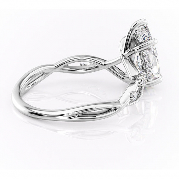 Inel de logodnă Crystal din aur Alb 18kt cu moissanite tăietură pară – Pietre laterale rafinată pentru profil mediu | Personalizează și configurează gratuit online [3]