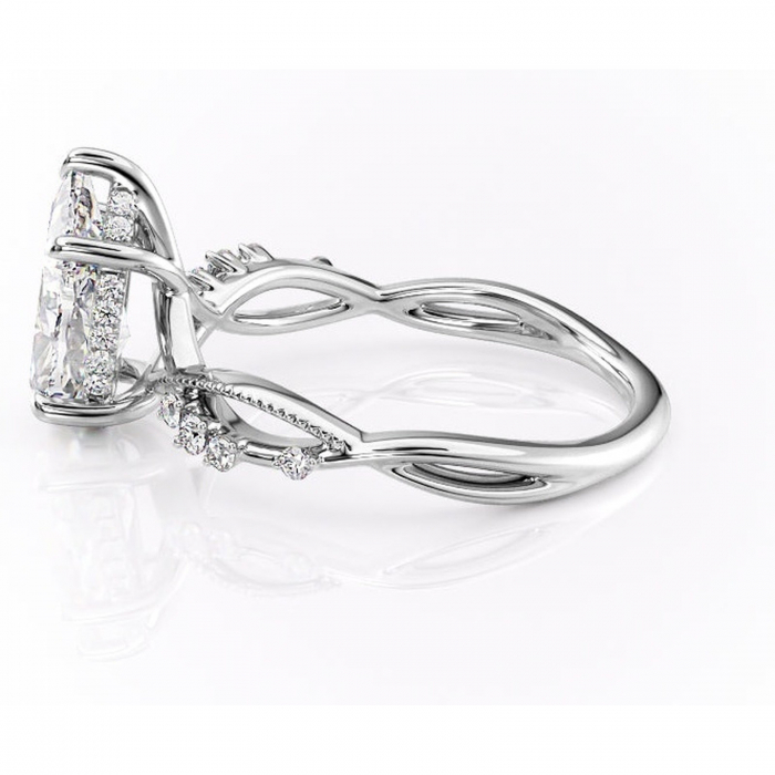 Inel de logodnă Crystal din aur Alb 18kt cu moissanite tăietură pară – Pietre laterale rafinată pentru profil mediu | Personalizează și configurează gratuit online [6]