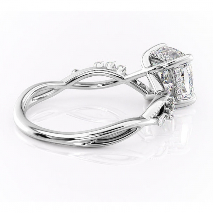 Inel de logodnă Crystal din aur Alb 14kt cu moissanite tăietură pernă – Pietre laterale rafinată pentru profil mediu | Personalizează și configurează gratuit online [3]