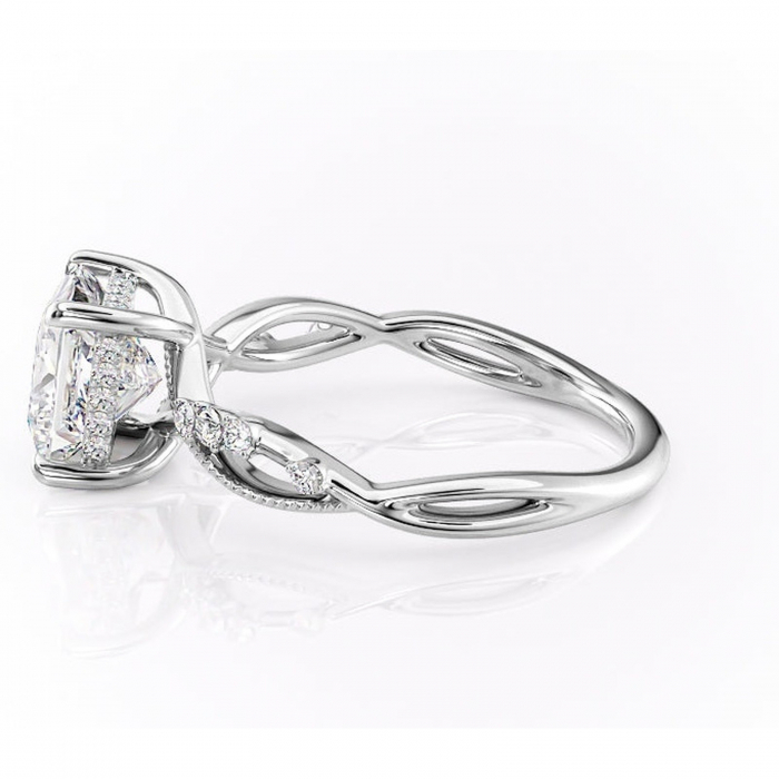 Inel de logodnă Crystal din aur Alb 14kt cu moissanite tăietură princess – Pietre laterale rafinată pentru profil mediu | Personalizează și configurează gratuit online [6]