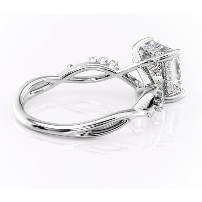 Inel de logodnă Crystal din aur Alb 14kt cu moissanite tăietură princess – Pietre laterale rafinată pentru profil mediu | Personalizează și configurează gratuit online [3]