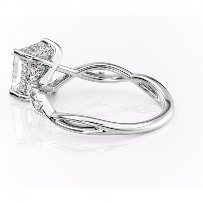 Inel de logodnă Crystal din aur Alb 14kt cu moissanite tăietură princess – Pietre laterale rafinată pentru profil mediu | Personalizează și configurează gratuit online [5]