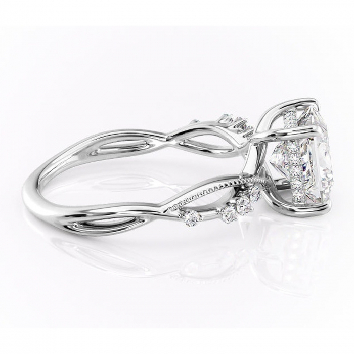 Inel de logodnă Crystal din aur Alb 14kt cu moissanite tăietură princess – Pietre laterale rafinată pentru profil mediu | Personalizează și configurează gratuit online [2]