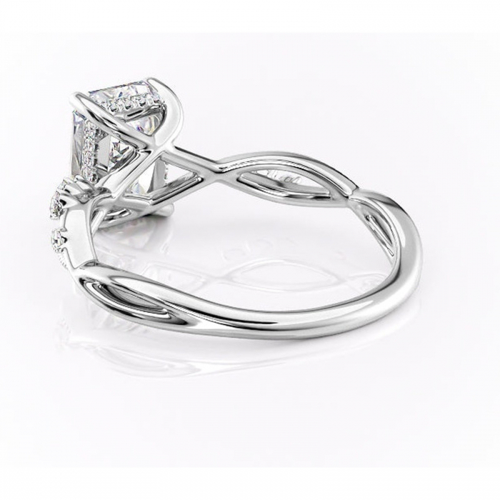 Inel de logodnă Crystal din aur Alb 18kt cu moissanite tăietură radiantă – Pietre laterale rafinată pentru profil mediu | Personalizează și configurează gratuit online [4]