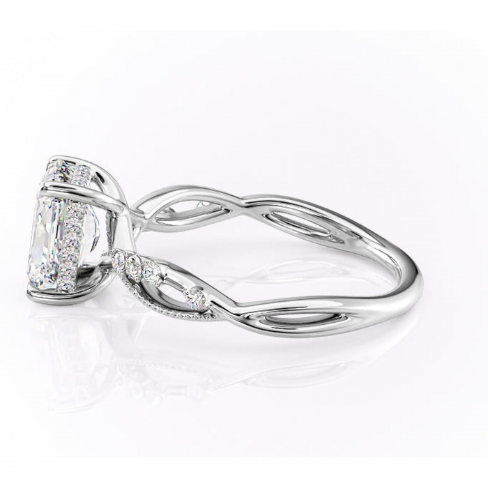 Inel de logodnă Crystal din aur Alb 18kt cu moissanite tăietură radiantă – Pietre laterale rafinată pentru profil mediu | Personalizează și configurează gratuit online [6]