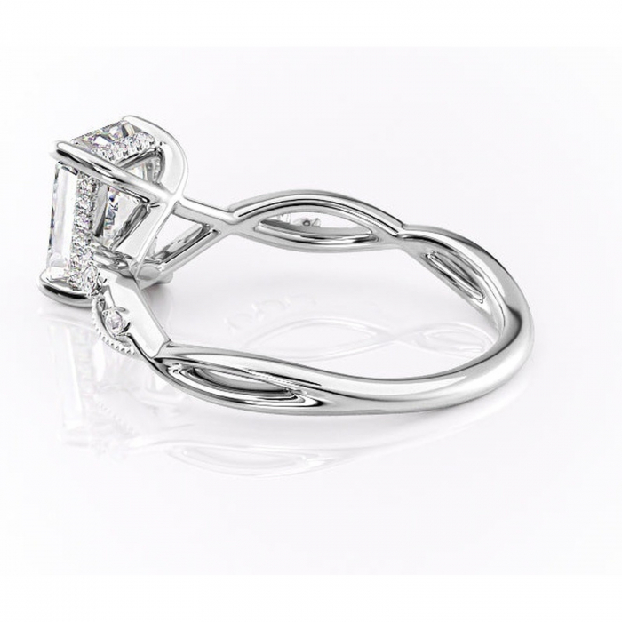 Inel de logodnă Crystal din aur Alb 18kt cu moissanite tăietură radiantă – Pietre laterale rafinată pentru profil mediu | Personalizează și configurează gratuit online [5]