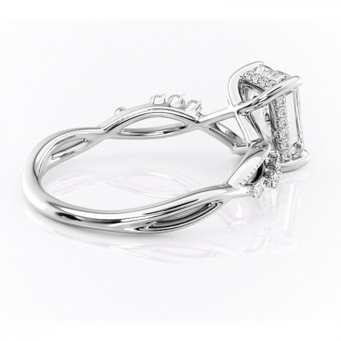 Inel de logodnă Crystal din aur Alb 18kt cu moissanite tăietură radiantă – Pietre laterale rafinată pentru profil mediu | Personalizează și configurează gratuit online [3]
