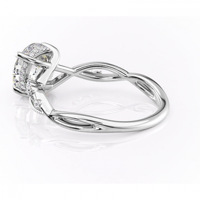 Inel de logodnă Crystal din aur Alb 14kt cu moissanite tăietură rotundă – Pietre laterale rafinată pentru profil mediu | Personalizează și configurează gratuit online [5]