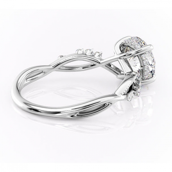 Inel de logodnă Crystal din aur Alb 14kt cu moissanite tăietură rotundă – Pietre laterale rafinată pentru profil mediu | Personalizează și configurează gratuit online [3]