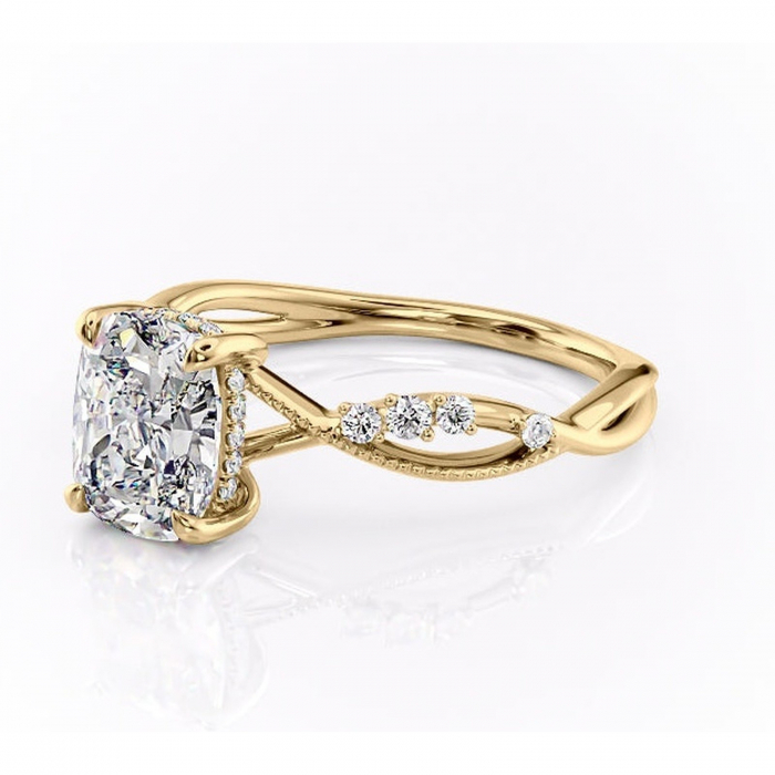 Inel de logodnă Crystal din aur Galben 14kt cu moissanite tăietură asscher – Pietre laterale rafinată pentru profil mediu | Personalizează și configurează gratuit online [7]