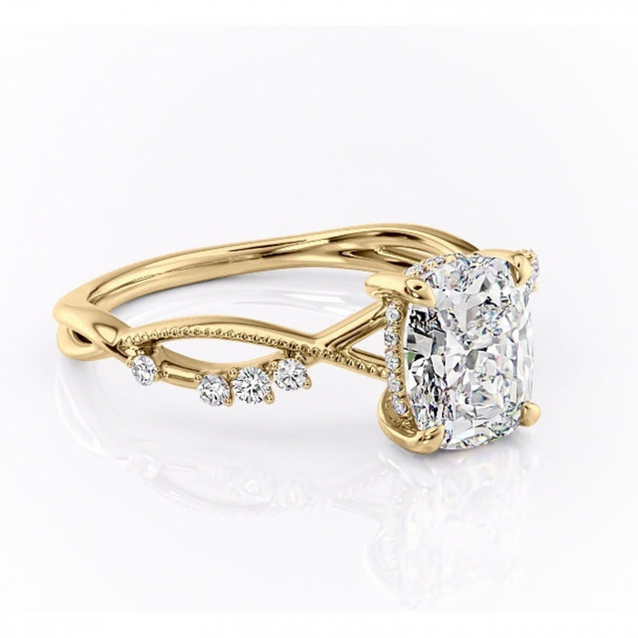 Inel de logodnă Crystal din aur Galben 14kt cu moissanite tăietură asscher – Pietre laterale rafinată pentru profil mediu | Personalizează și configurează gratuit online [1]