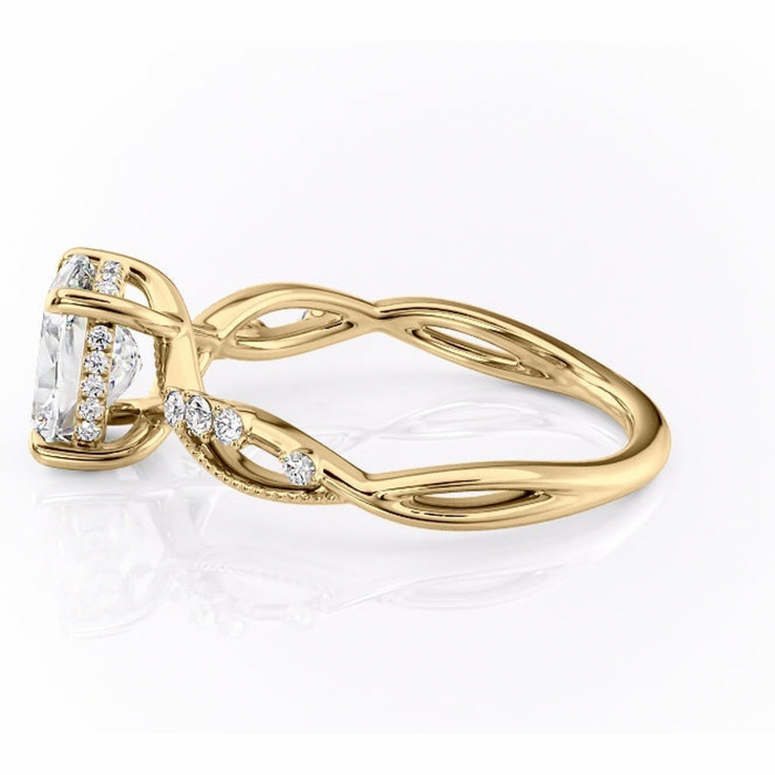 Inel de logodnă Crystal din aur Galben 14kt cu moissanite tăietură asscher – Pietre laterale rafinată pentru profil mediu | Personalizează și configurează gratuit online [6]