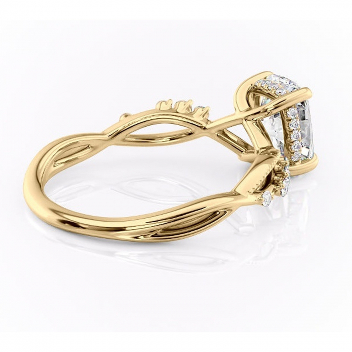 Inel de logodnă Crystal din aur Galben 14kt cu moissanite tăietură asscher – Pietre laterale rafinată pentru profil mediu | Personalizează și configurează gratuit online [3]