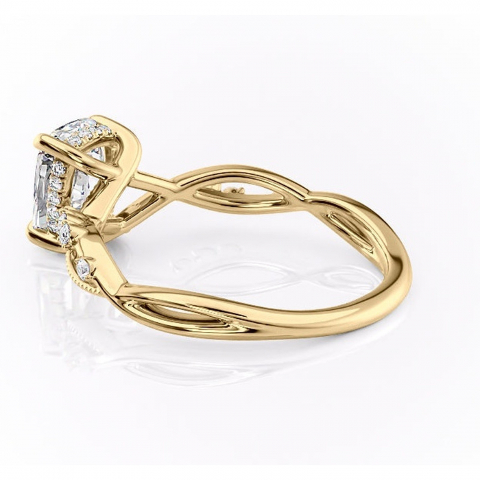Inel de logodnă Crystal din aur Galben 14kt cu moissanite tăietură asscher – Pietre laterale rafinată pentru profil mediu | Personalizează și configurează gratuit online [5]