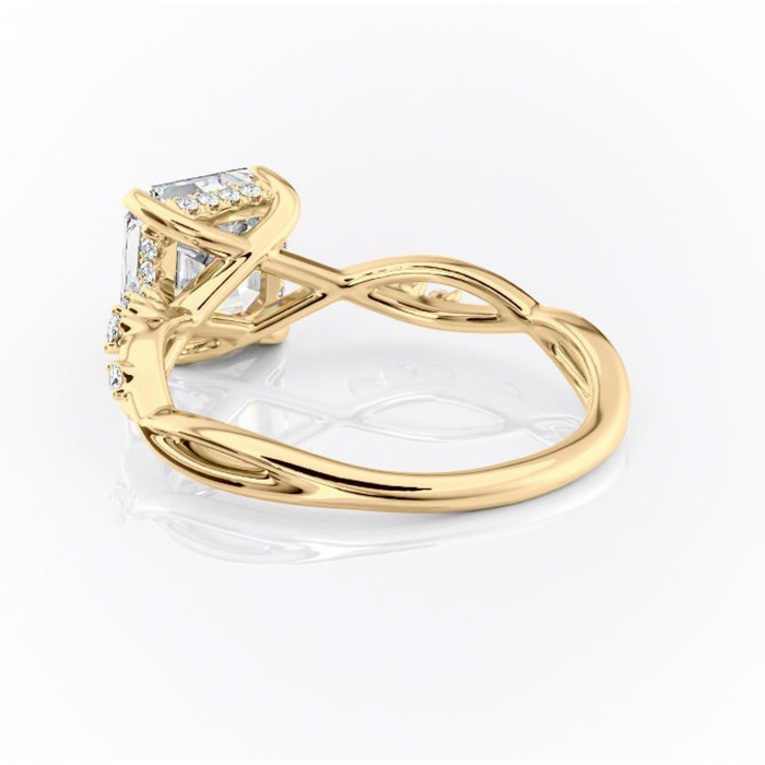 Inel de logodnă Crystal din aur Galben 18kt cu moissanite tăietură asscher – Pietre laterale rafinată pentru profil mediu | Personalizează și configurează gratuit online [4]