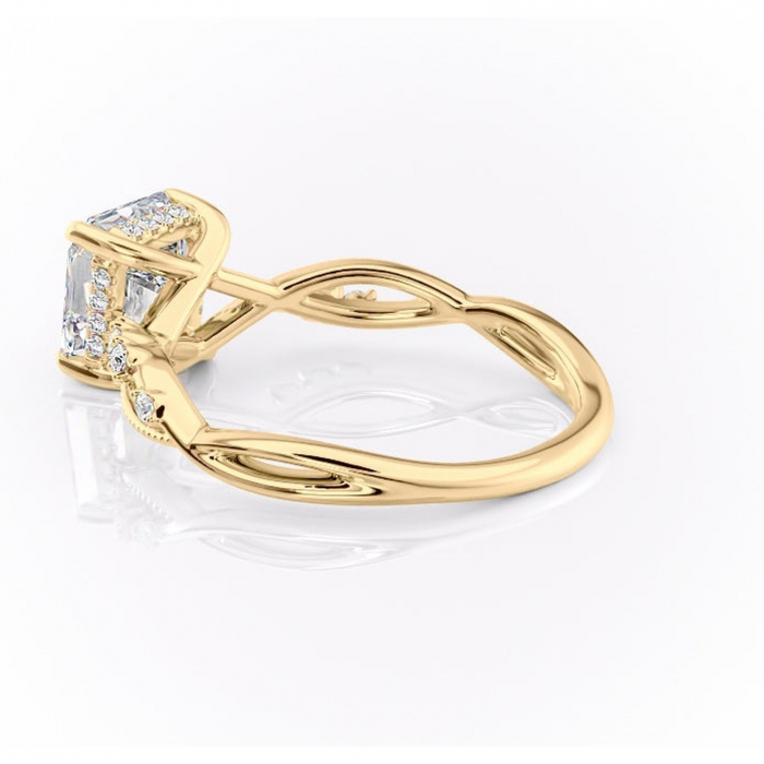 Inel de logodnă Crystal din aur Galben 18kt cu moissanite tăietură asscher – Pietre laterale rafinată pentru profil mediu | Personalizează și configurează gratuit online [5]