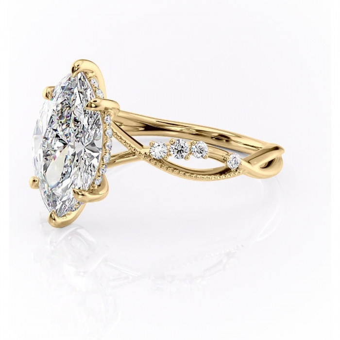 Inel de logodnă Crystal din aur Galben 14kt cu moissanite tăietură marquise – Pietre laterale rafinată pentru profil mediu | Personalizează și configurează gratuit online [7]