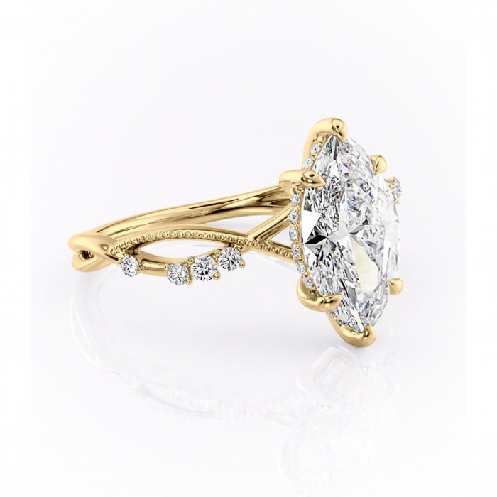 Inel de logodnă Crystal din aur Galben 14kt cu moissanite tăietură marquise – Pietre laterale rafinată pentru profil mediu | Personalizează și configurează gratuit online [1]
