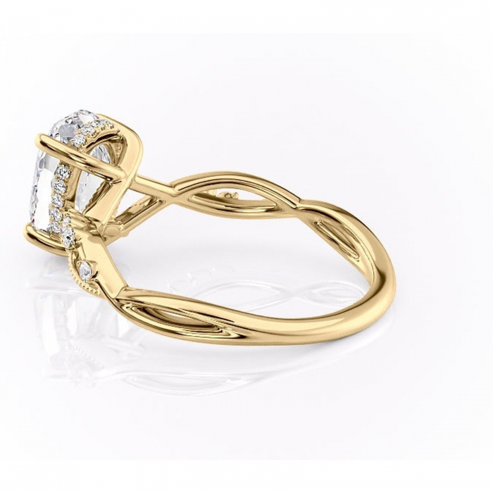 Inel de logodnă Crystal din aur Galben 14kt cu moissanite tăietură ovală – Pietre laterale rafinată pentru profil mediu | Personalizează și configurează gratuit online [5]