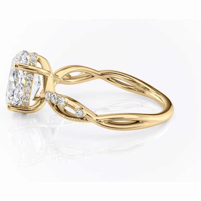 Inel de logodnă Crystal din aur Galben 14kt cu moissanite tăietură ovală – Pietre laterale rafinată pentru profil mediu | Personalizează și configurează gratuit online [6]