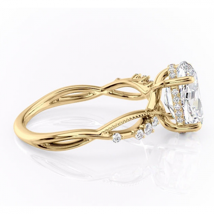 Inel de logodnă Crystal din aur Galben 14kt cu moissanite tăietură ovală – Pietre laterale rafinată pentru profil mediu | Personalizează și configurează gratuit online [2]