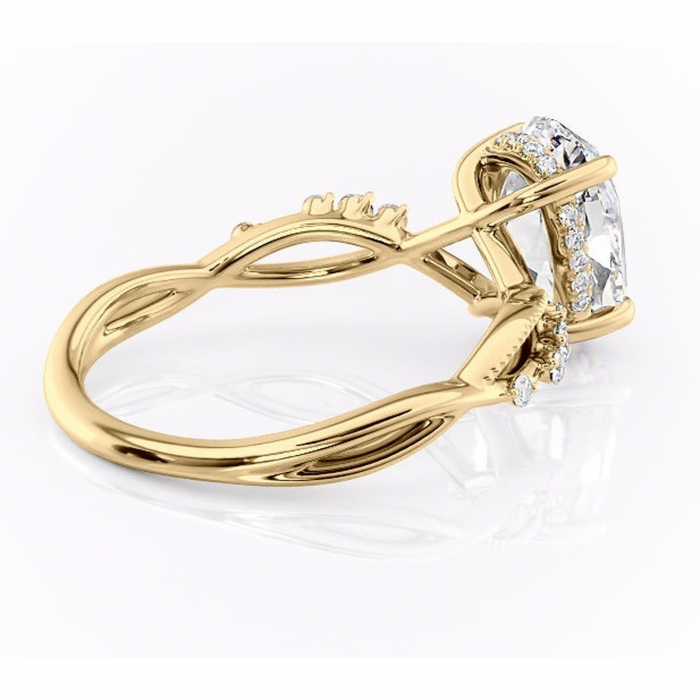 Inel de logodnă Crystal din aur Galben 14kt cu moissanite tăietură ovală – Pietre laterale rafinată pentru profil mediu | Personalizează și configurează gratuit online [3]