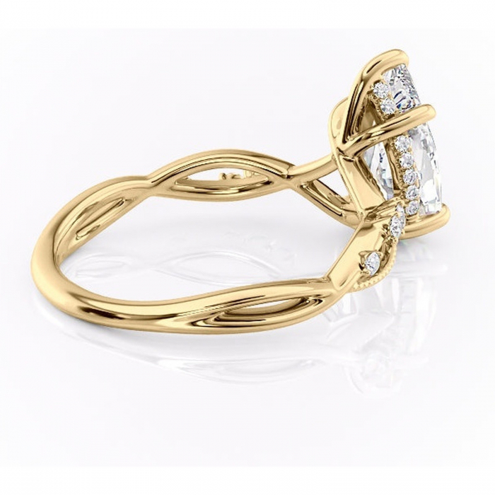 Inel de logodnă Crystal din aur Galben 18kt cu moissanite tăietură pară – Pietre laterale rafinată pentru profil mediu | Personalizează și configurează gratuit online [3]