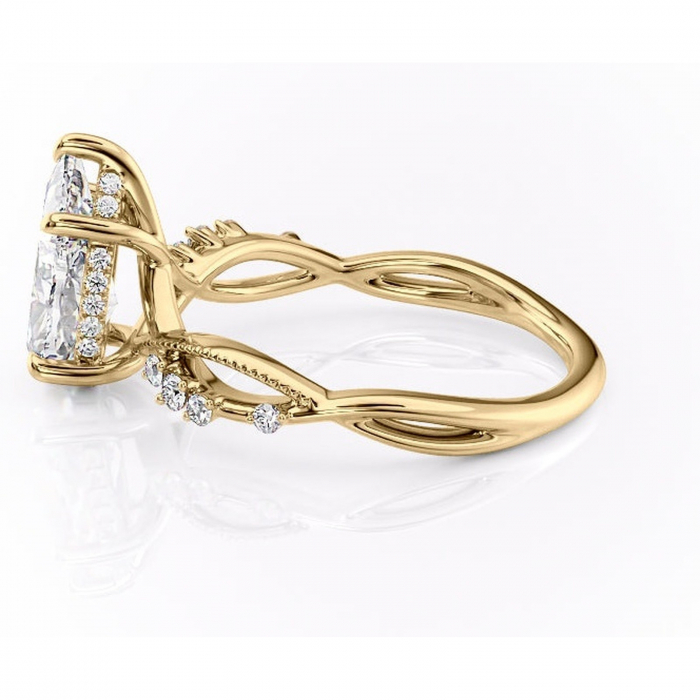 Inel de logodnă Crystal din aur Galben 18kt cu moissanite tăietură pară – Pietre laterale rafinată pentru profil mediu | Personalizează și configurează gratuit online [6]