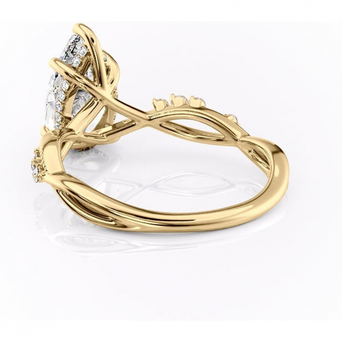 Inel de logodnă Crystal din aur Galben 18kt cu moissanite tăietură pară – Pietre laterale rafinată pentru profil mediu | Personalizează și configurează gratuit online [4]