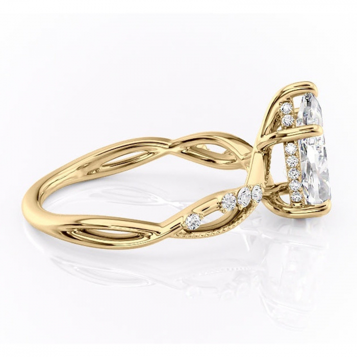 Inel de logodnă Crystal din aur Galben 18kt cu moissanite tăietură pară – Pietre laterale rafinată pentru profil mediu | Personalizează și configurează gratuit online [2]