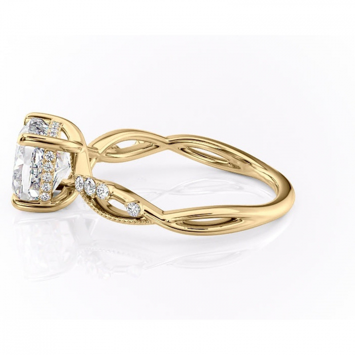 Inel de logodnă Crystal din aur Galben 18kt cu moissanite tăietură pernă – Pietre laterale rafinată pentru profil mediu | Personalizează și configurează gratuit online [6]