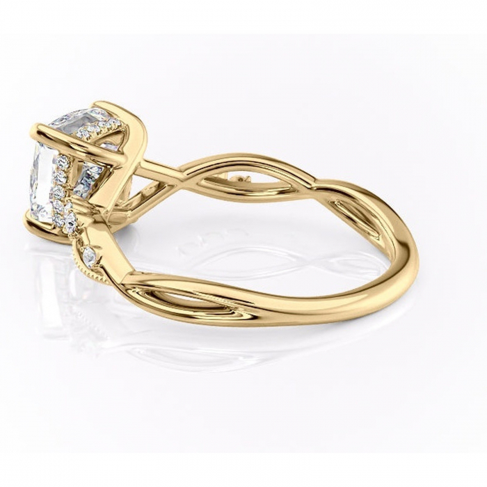 Inel de logodnă Crystal din aur Galben 18kt cu moissanite tăietură pernă – Pietre laterale rafinată pentru profil mediu | Personalizează și configurează gratuit online [5]