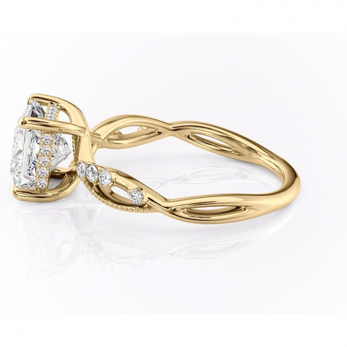 Inel de logodnă Crystal din aur Galben 14kt cu moissanite tăietură princess – Pietre laterale rafinată pentru profil mediu | Personalizează și configurează gratuit online [6]