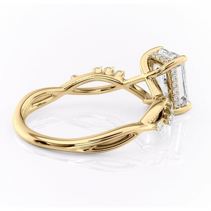 Inel de logodnă Crystal din aur Galben 14kt cu moissanite tăietură radiantă – Pietre laterale rafinată pentru profil mediu | Personalizează și configurează gratuit online [3]