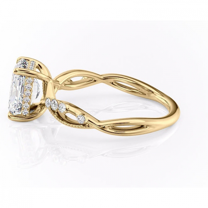 Inel de logodnă Crystal din aur Galben 14kt cu moissanite tăietură radiantă – Pietre laterale rafinată pentru profil mediu | Personalizează și configurează gratuit online [6]