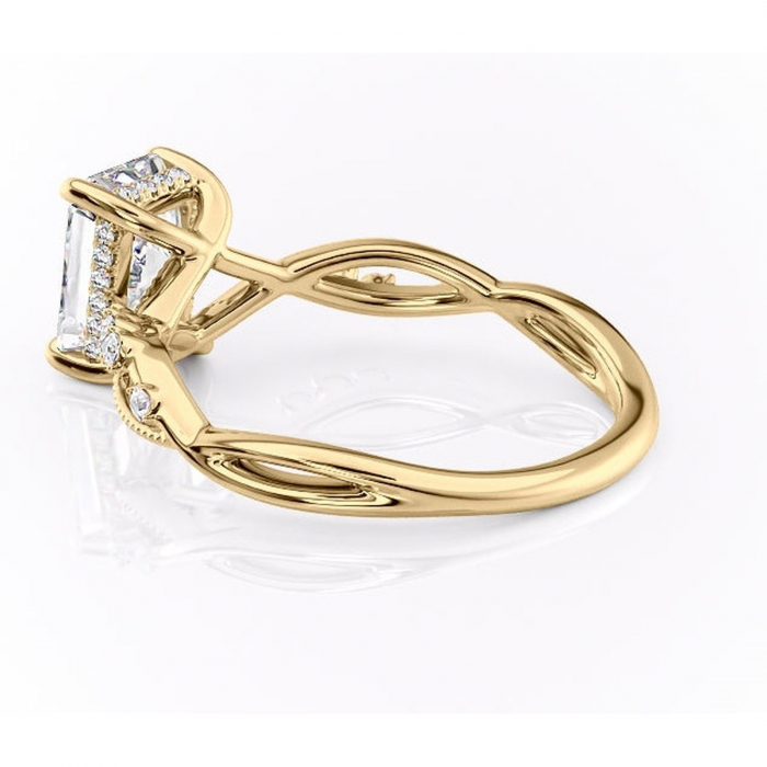 Inel de logodnă Crystal din aur Galben 14kt cu moissanite tăietură radiantă – Pietre laterale rafinată pentru profil mediu | Personalizează și configurează gratuit online [5]