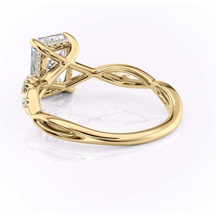Inel de logodnă Crystal din aur Galben 14kt cu moissanite tăietură radiantă – Pietre laterale rafinată pentru profil mediu | Personalizează și configurează gratuit online [4]