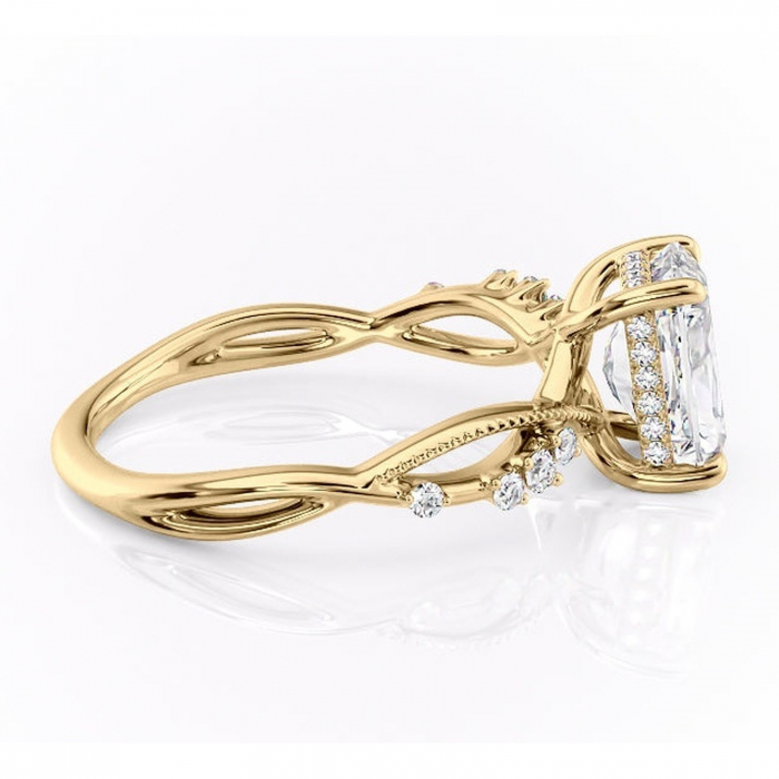 Inel de logodnă Crystal din aur Galben 14kt cu moissanite tăietură radiantă – Pietre laterale rafinată pentru profil mediu | Personalizează și configurează gratuit online [2]