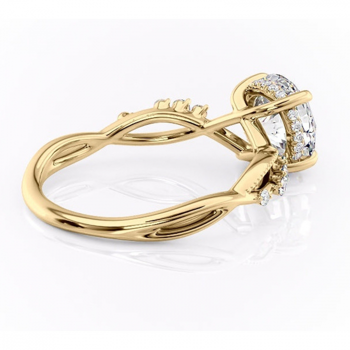 Inel de logodnă Crystal din aur Galben 14kt cu moissanite tăietură rotundă – Pietre laterale rafinată pentru profil mediu | Personalizează și configurează gratuit online [3]