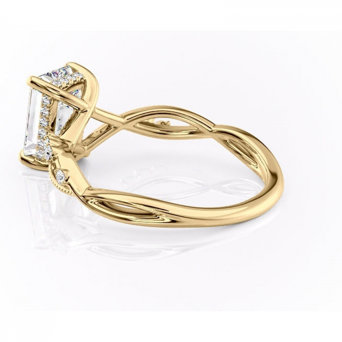 Inel de logodnă Crystal din aur Galben 14kt cu moissanite tăietură smarald – Pietre laterale rafinată pentru profil mediu | Personalizează și configurează gratuit online [5]