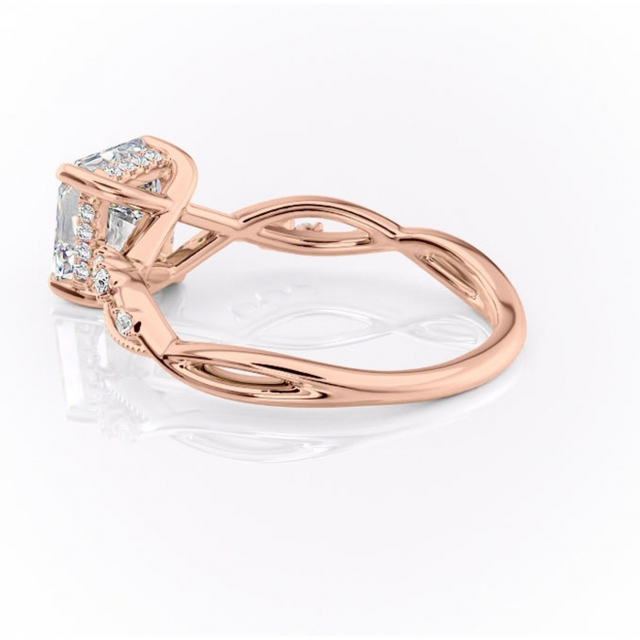 Inel de logodnă Crystal din aur Rose 14kt cu moissanite tăietură asscher – Pietre laterale rafinată pentru profil mediu | Personalizează și configurează gratuit online [5]