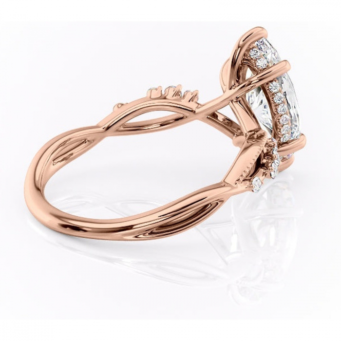 Inel de logodnă Crystal din aur Rose 18kt cu moissanite tăietură marquise – Pietre laterale rafinată pentru profil mediu | Personalizează și configurează gratuit online [3]
