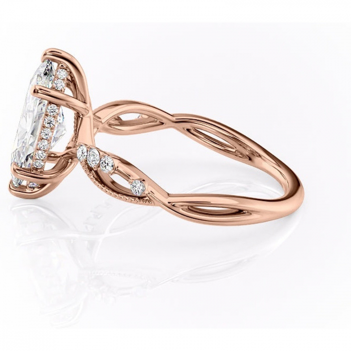 Inel de logodnă Crystal din aur Rose 18kt cu moissanite tăietură marquise – Pietre laterale rafinată pentru profil mediu | Personalizează și configurează gratuit online [6]