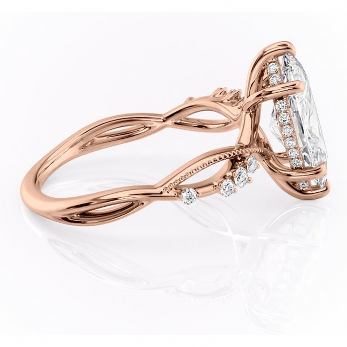 Inel de logodnă Crystal din aur Rose 18kt cu moissanite tăietură marquise – Pietre laterale rafinată pentru profil mediu | Personalizează și configurează gratuit online [2]