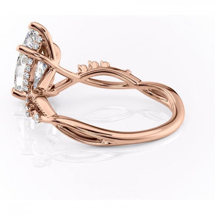 Inel de logodnă Crystal din aur Rose 18kt cu moissanite tăietură pară – Pietre laterale rafinată pentru profil mediu | Personalizează și configurează gratuit online [5]